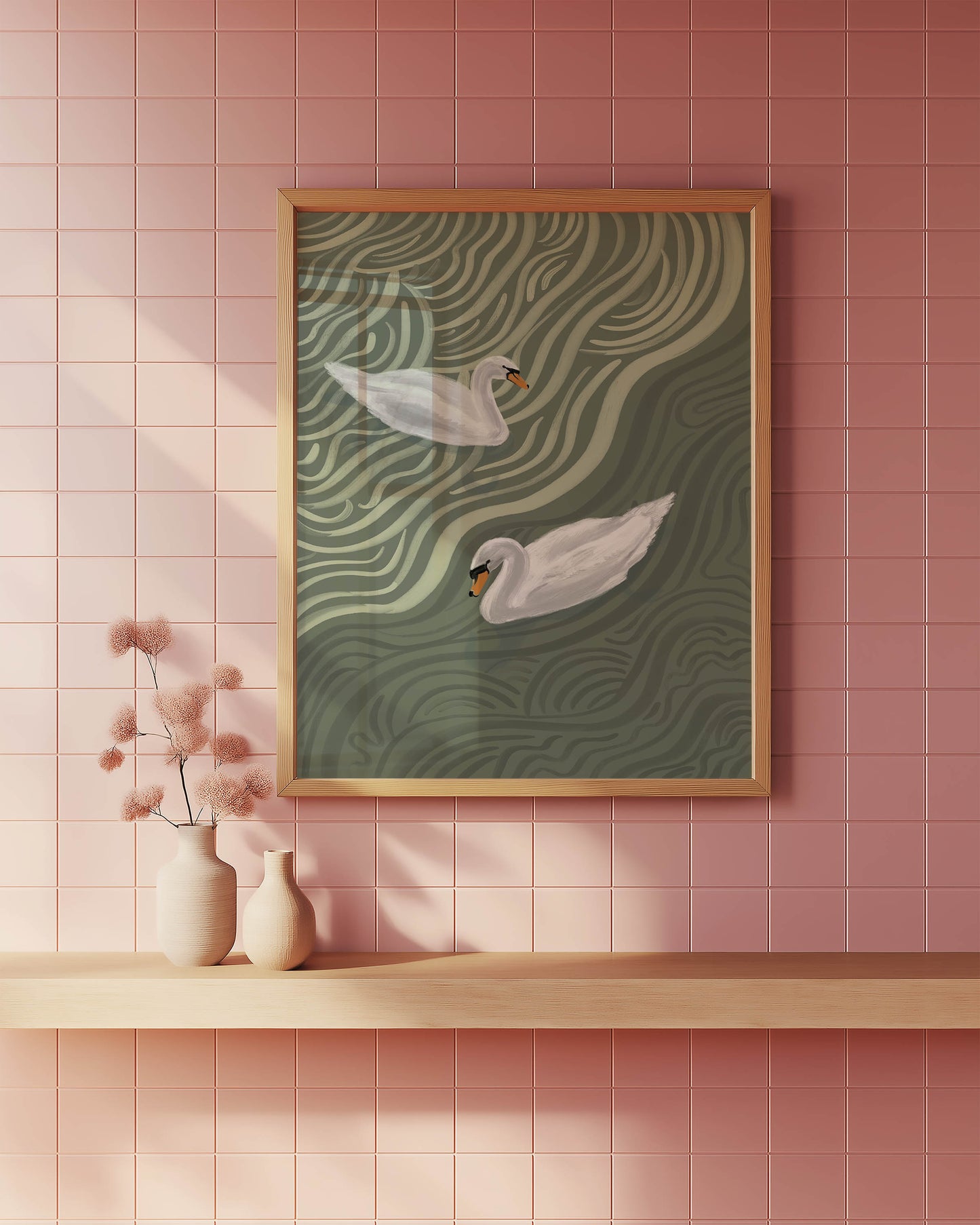 Sage Swan Duo Art Print