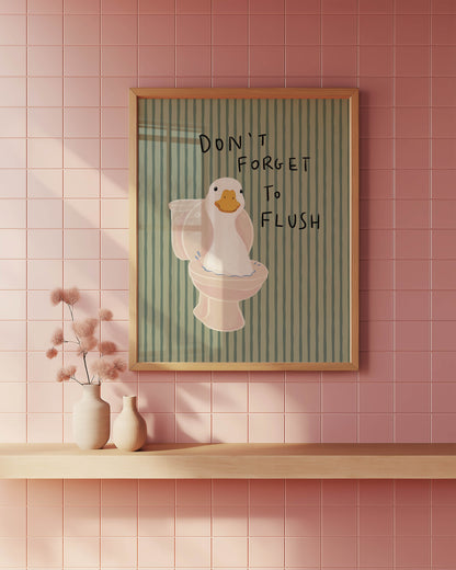 Duck Toilet Flush Bathroom Print