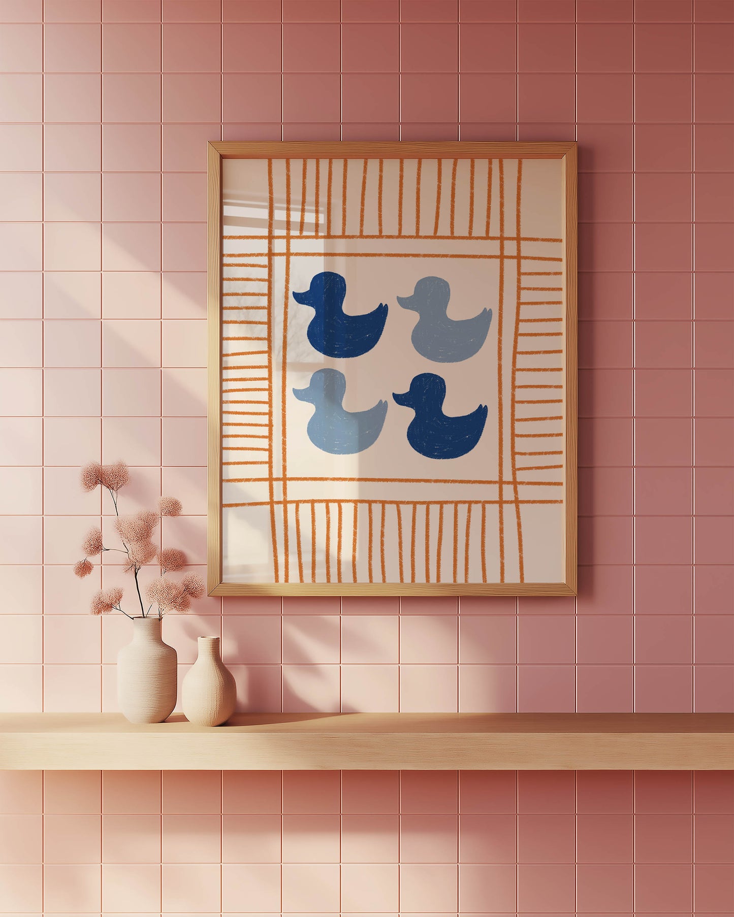 Blue Ducks Bathroom Print