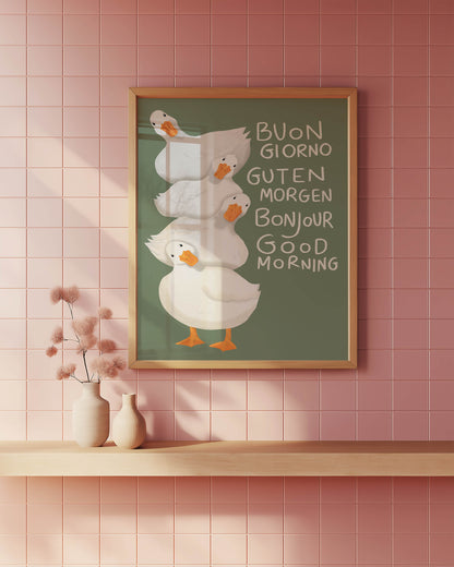 Good Morning Ducks Multilingual Print
