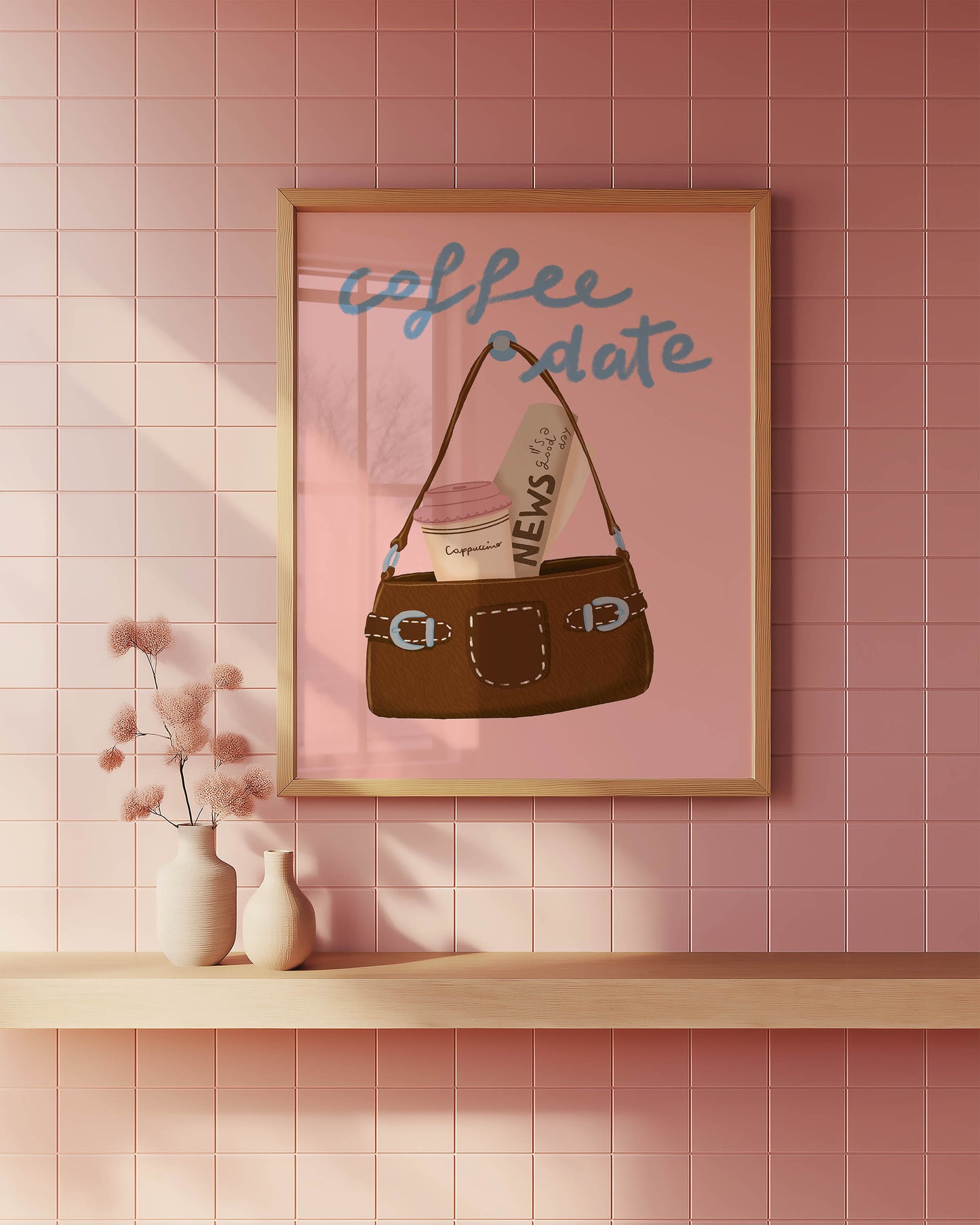 Coffee Date Pink Poster – Unframed Print