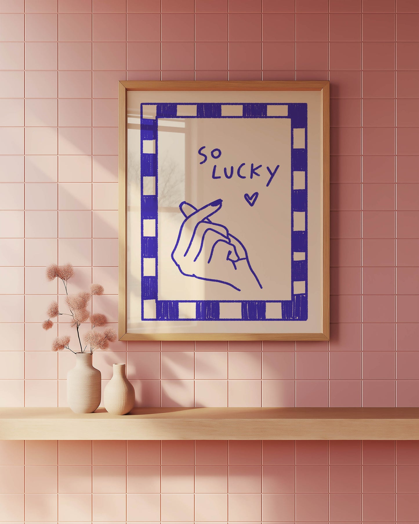 So Lucky Finger Heart Quote Print