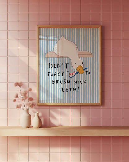Brush Your Teeth Duck Print