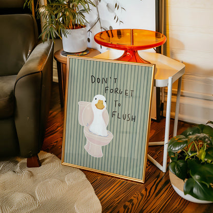 Duck Toilet Flush Bathroom Print