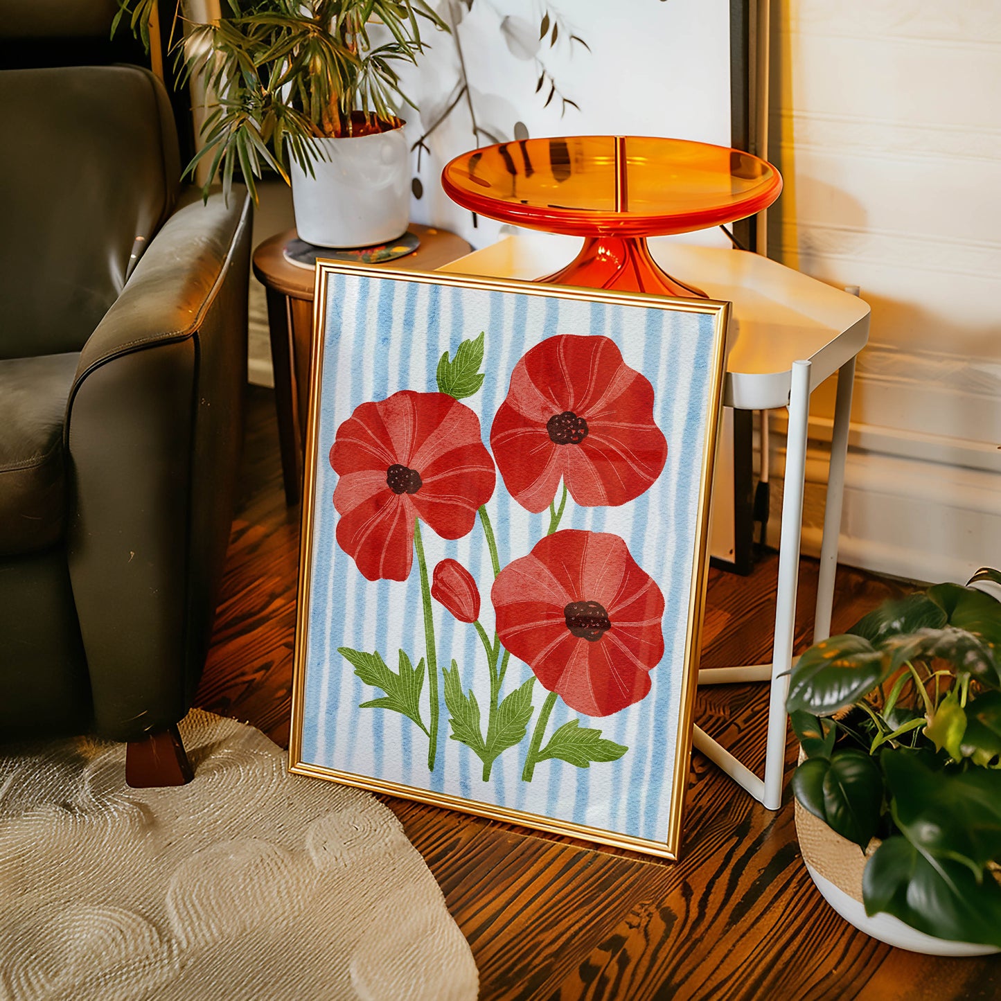Red Poppy Floral Wall Art Print