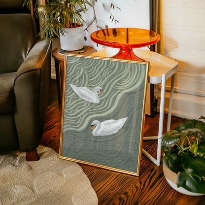 Sage Swan Duo Art Print