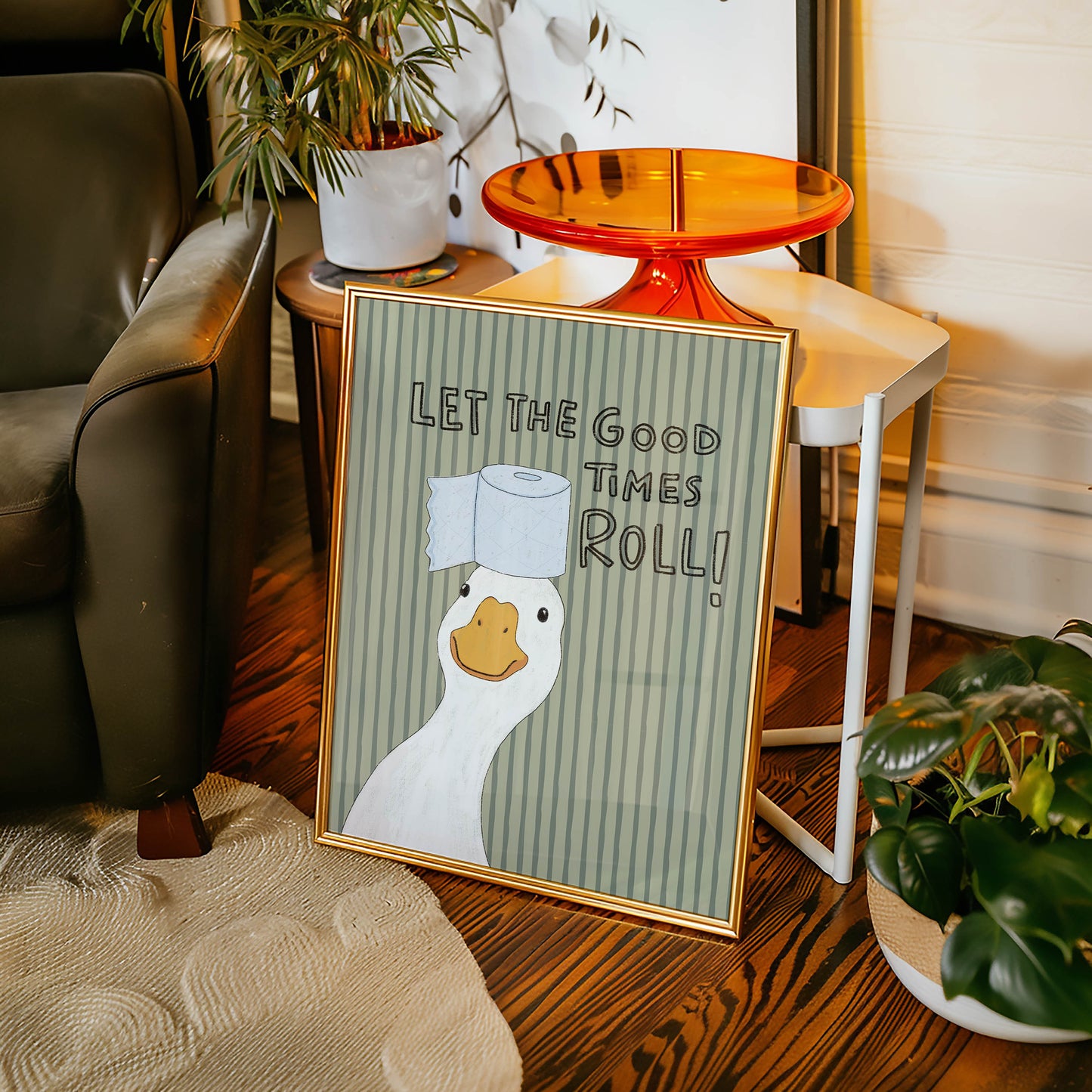 Let the Good Times Roll Duck Bathroom Print