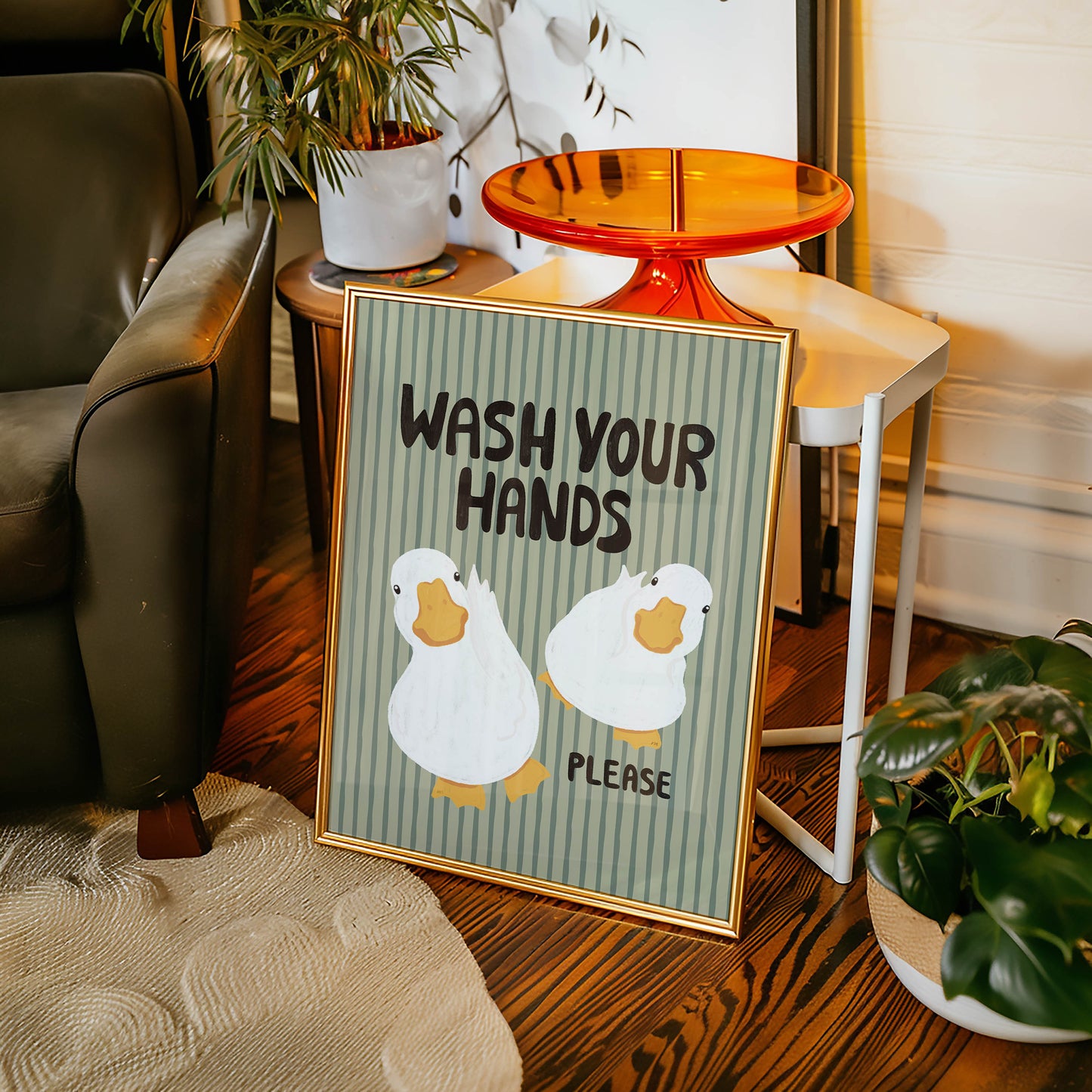 Wash Your Hands Duck Bathroom Print