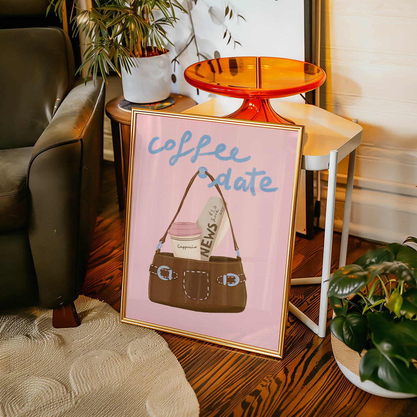 Coffee Date Pink Poster – Unframed Print