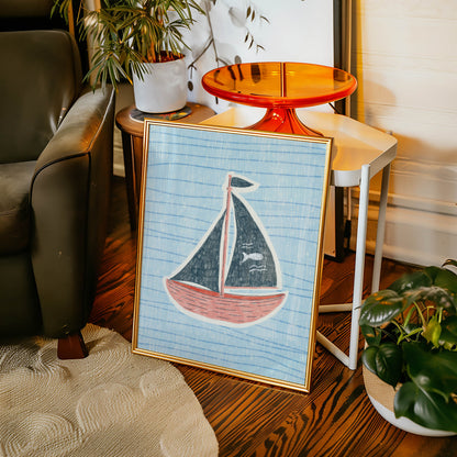 Vintage Sailboat Nursery Print