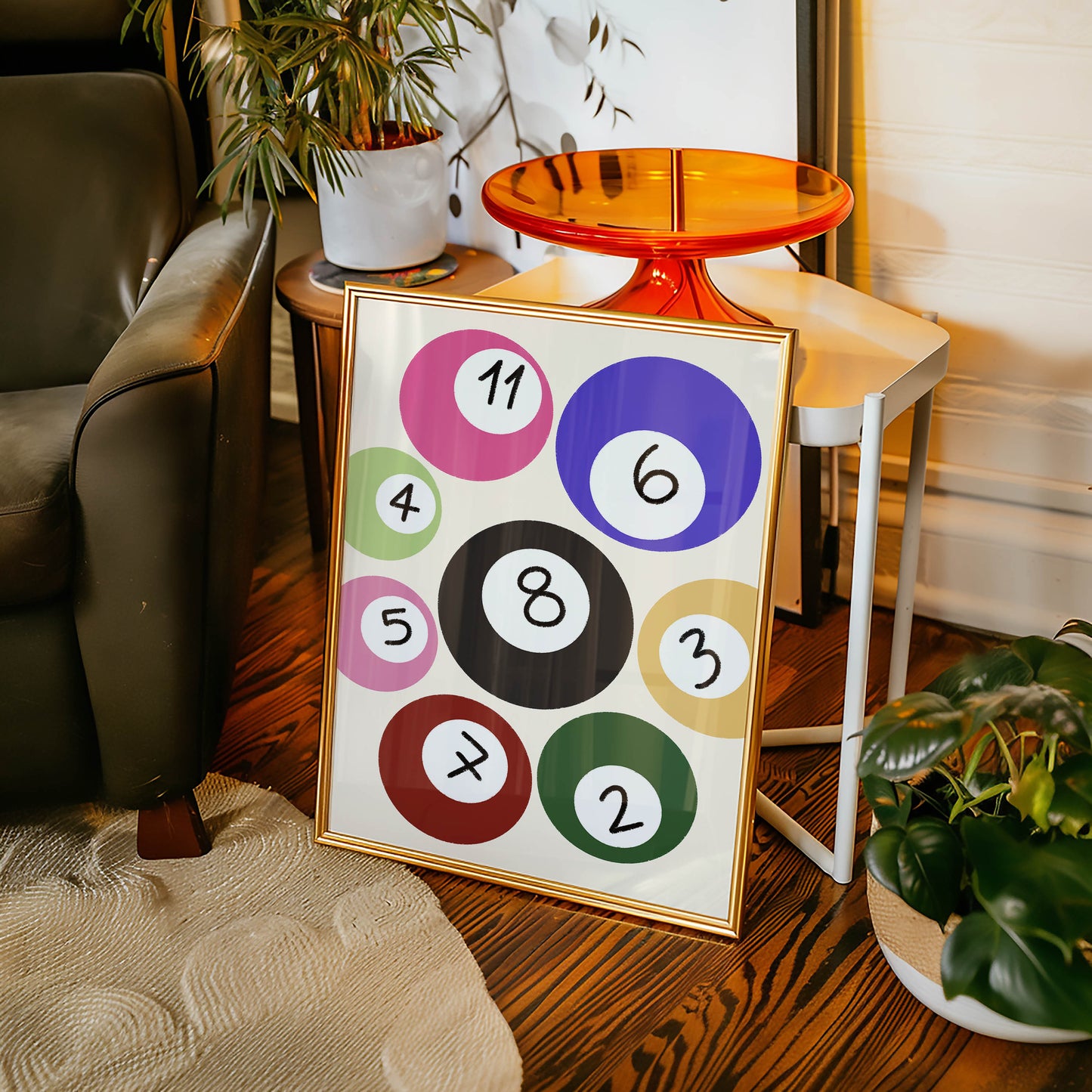 Retro Pool Ball Numbers Print
