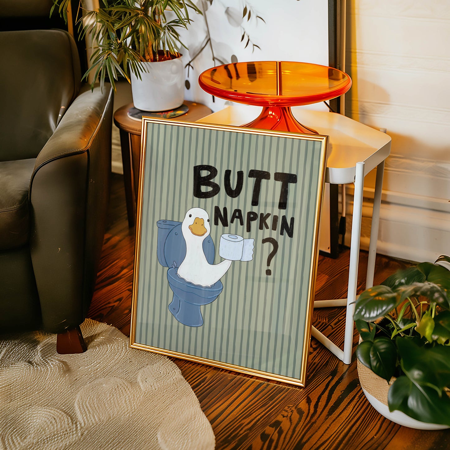Butt Napkin Duck Bathroom Print