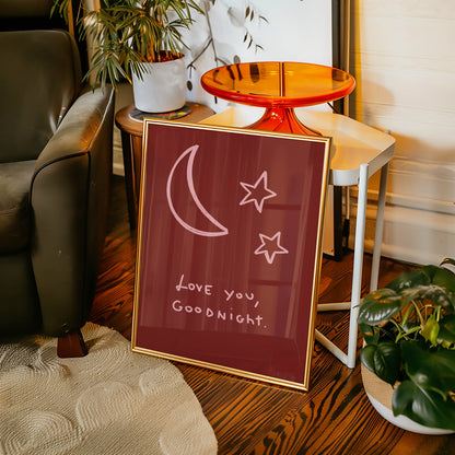 Love You, Goodnight Typography Print