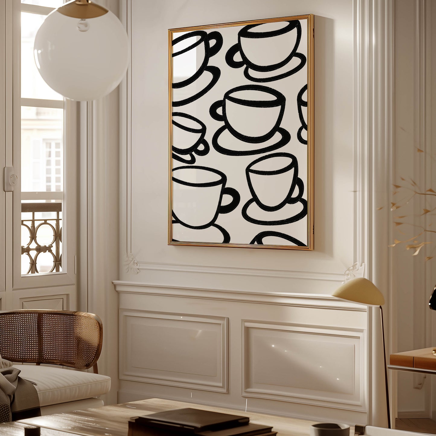 Black Coffee Cup Line Art Print