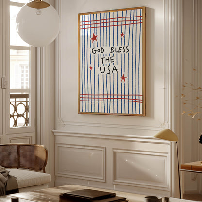God Bless the USA Patriotic Art Print