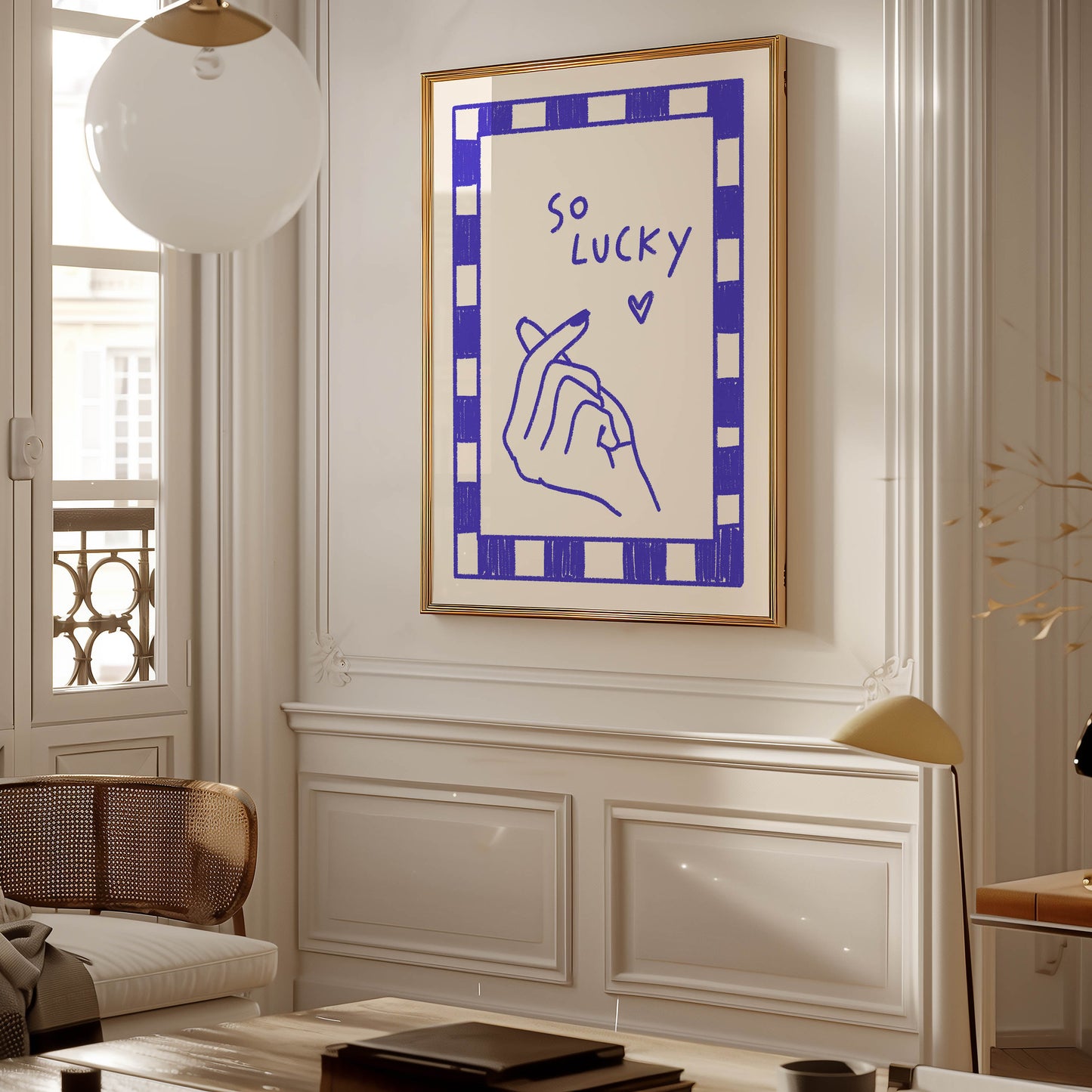 So Lucky Finger Heart Quote Print