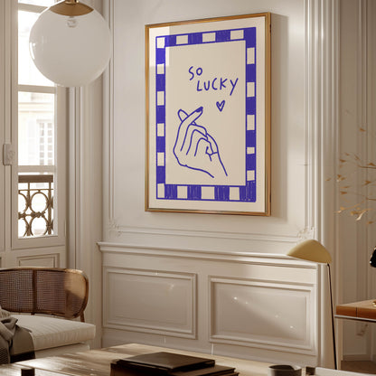 So Lucky Finger Heart Quote Print