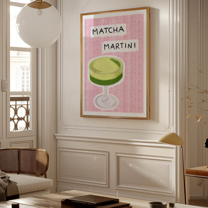 Matcha Martini Pink Kitchen Print