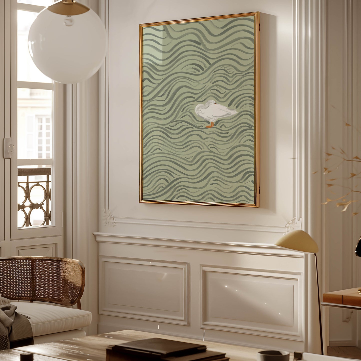 Wavy Swan Wall Art Print