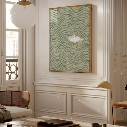 Wavy Swan Wall Art Print