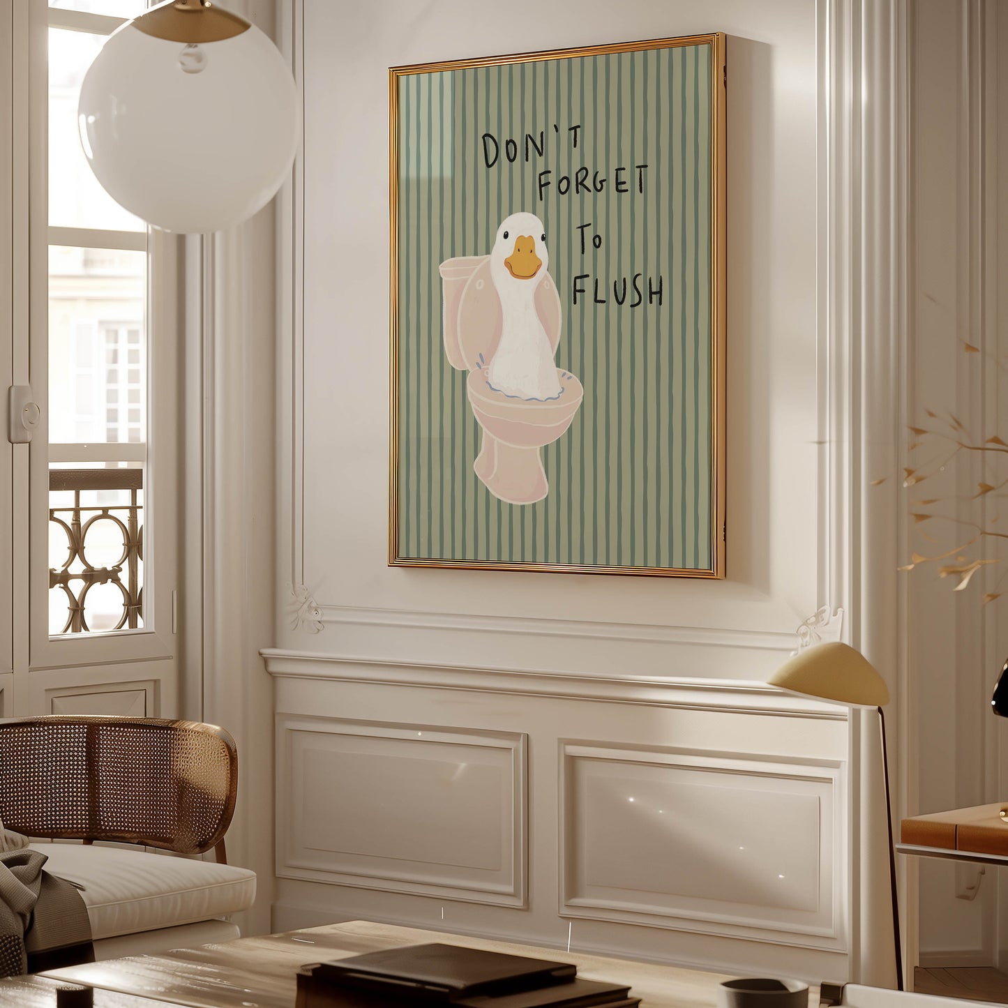 Duck Toilet Flush Bathroom Print