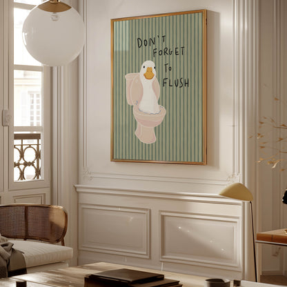 Duck Toilet Flush Bathroom Print