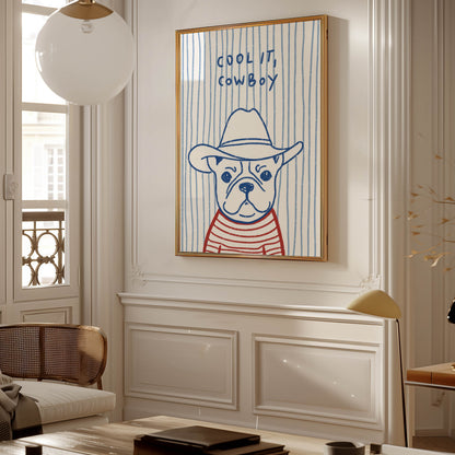 Cool It, Cowboy Bulldog Art Print