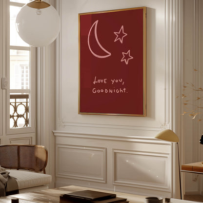 Love You, Goodnight Typography Print