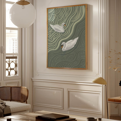 Sage Swan Duo Art Print