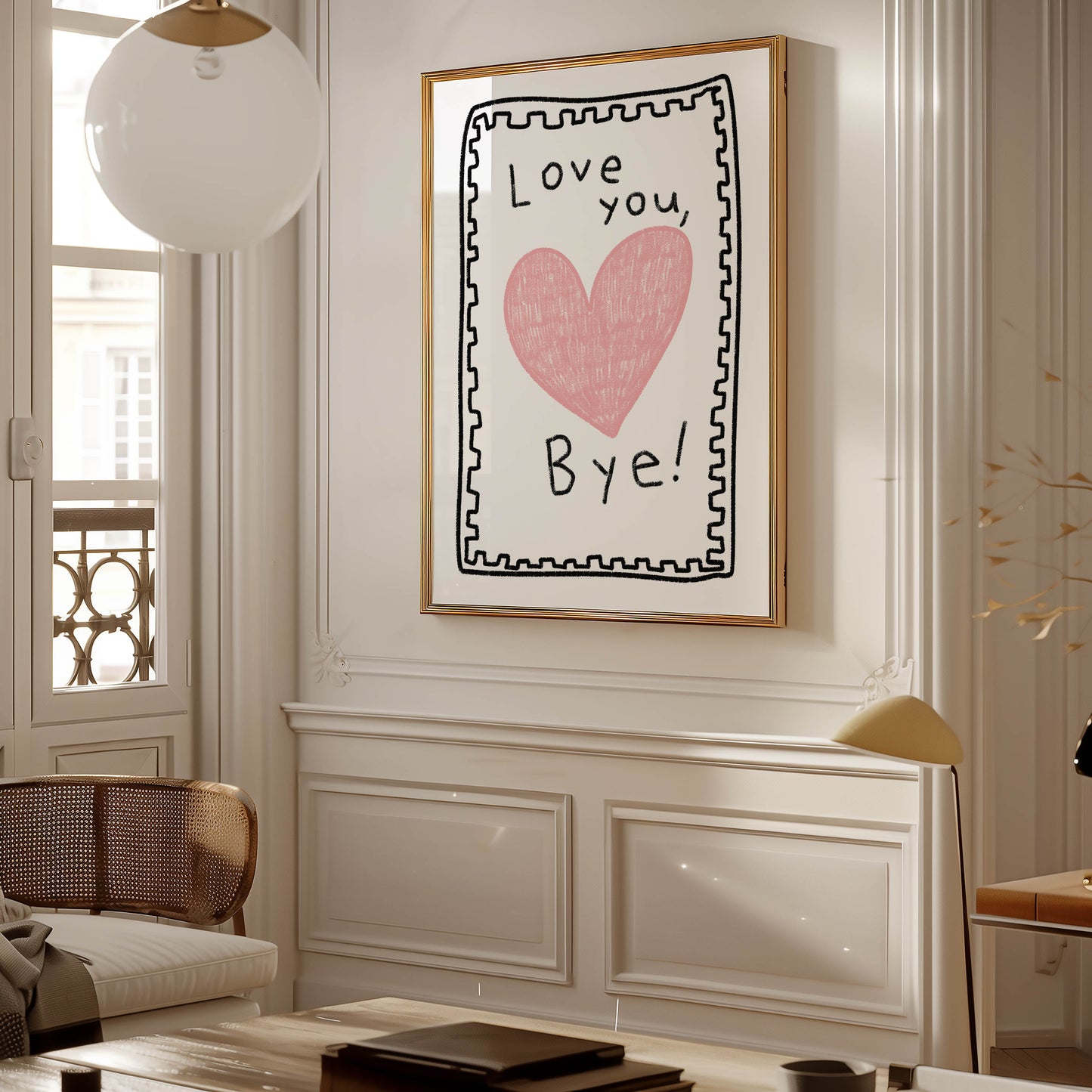 Love You, Bye! Heart Typography Print