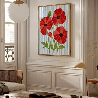 Red Poppy Floral Wall Art Print