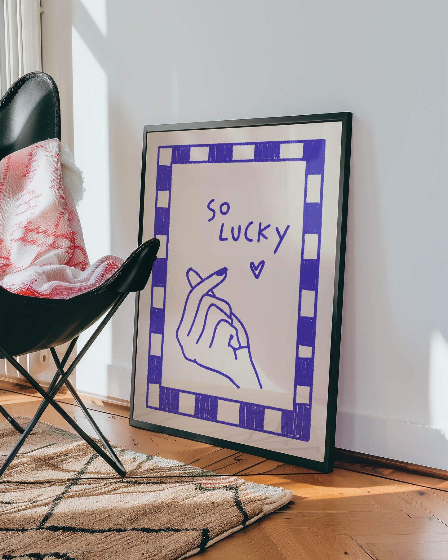 So Lucky Finger Heart Quote Print