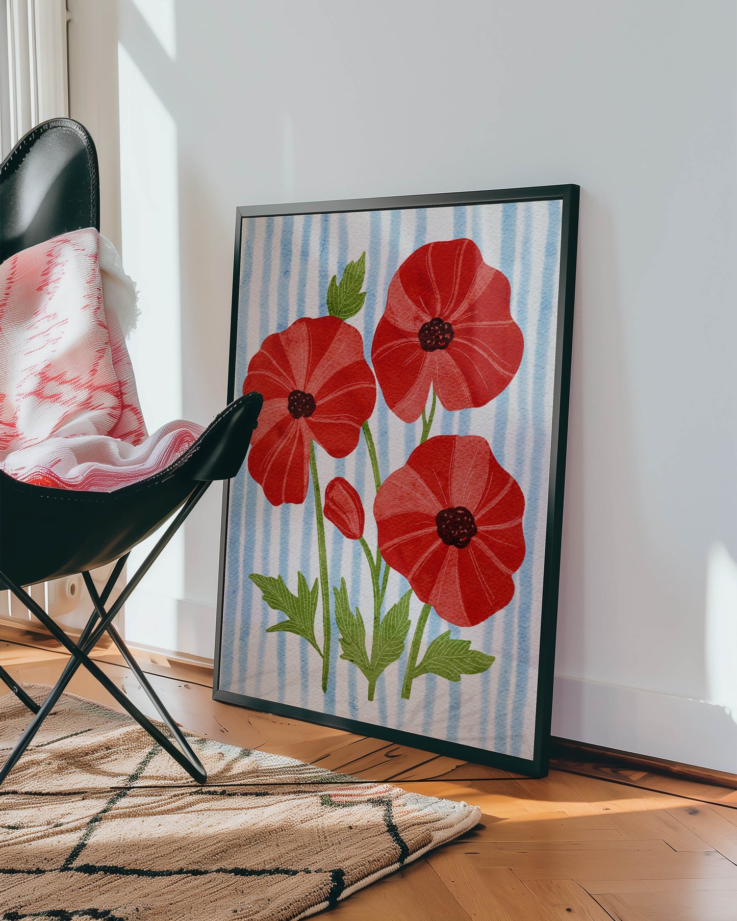 Red Poppy Floral Wall Art Print