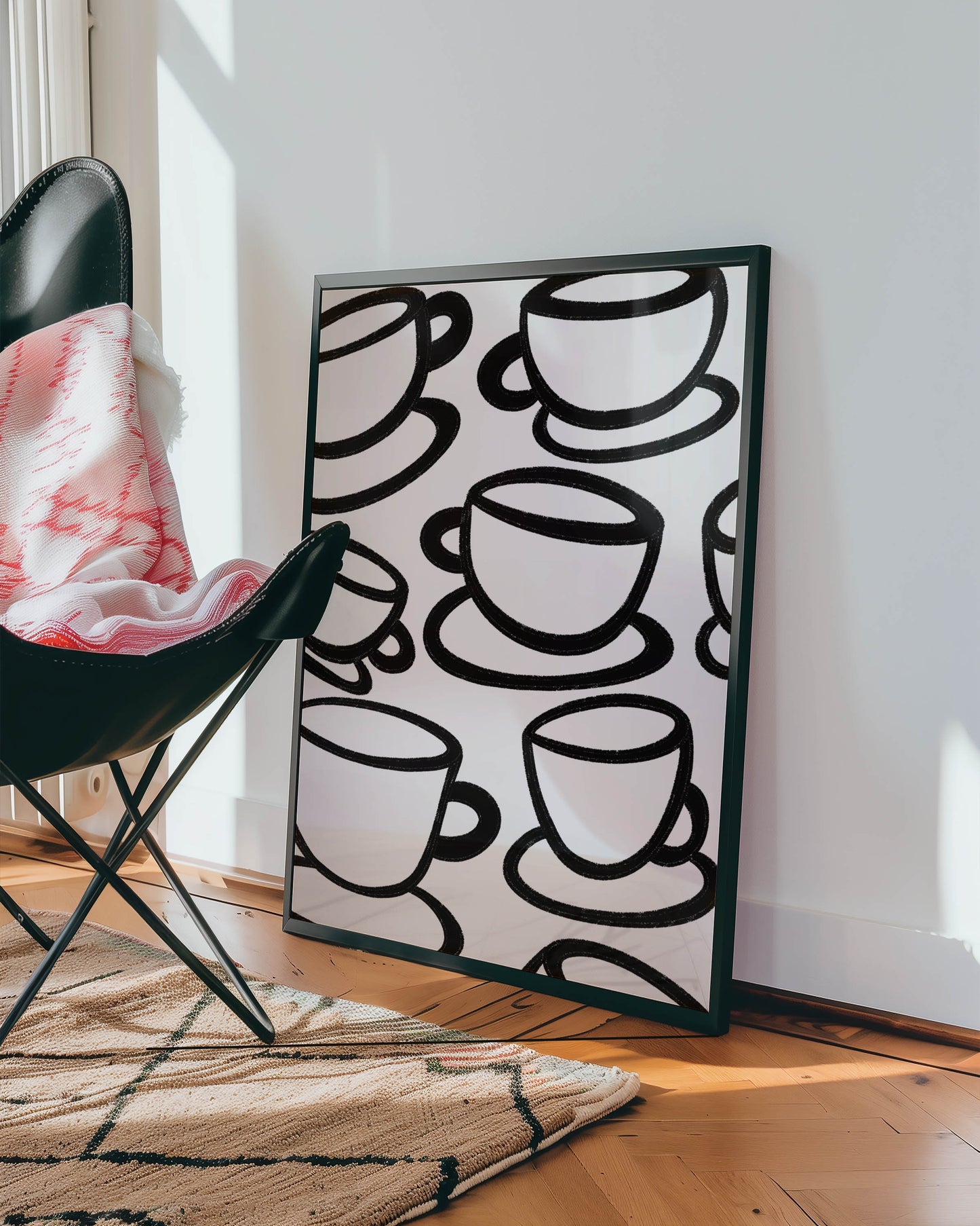 Black Coffee Cup Line Art Print