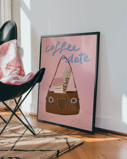 Coffee Date Pink Poster – Unframed Print