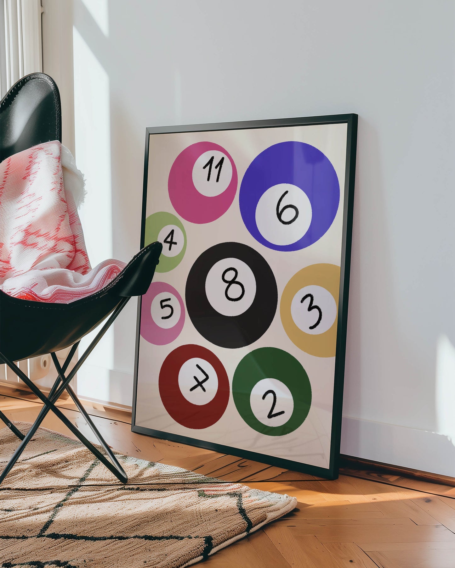 Retro Pool Ball Numbers Print