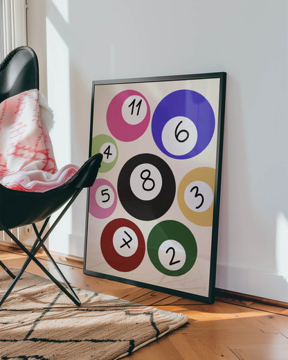 Retro Pool Ball Numbers Print