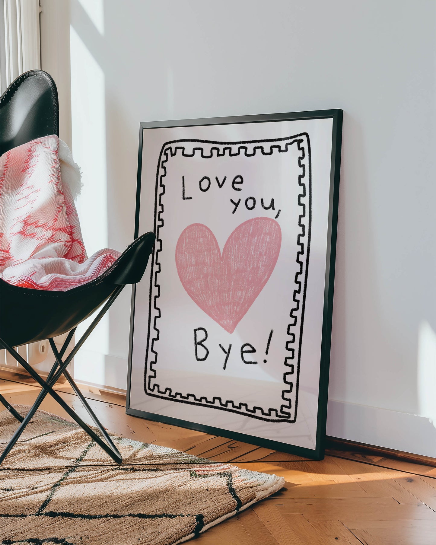 Love You, Bye! Heart Typography Print