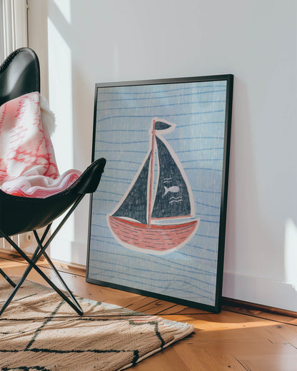 Vintage Sailboat Nursery Print