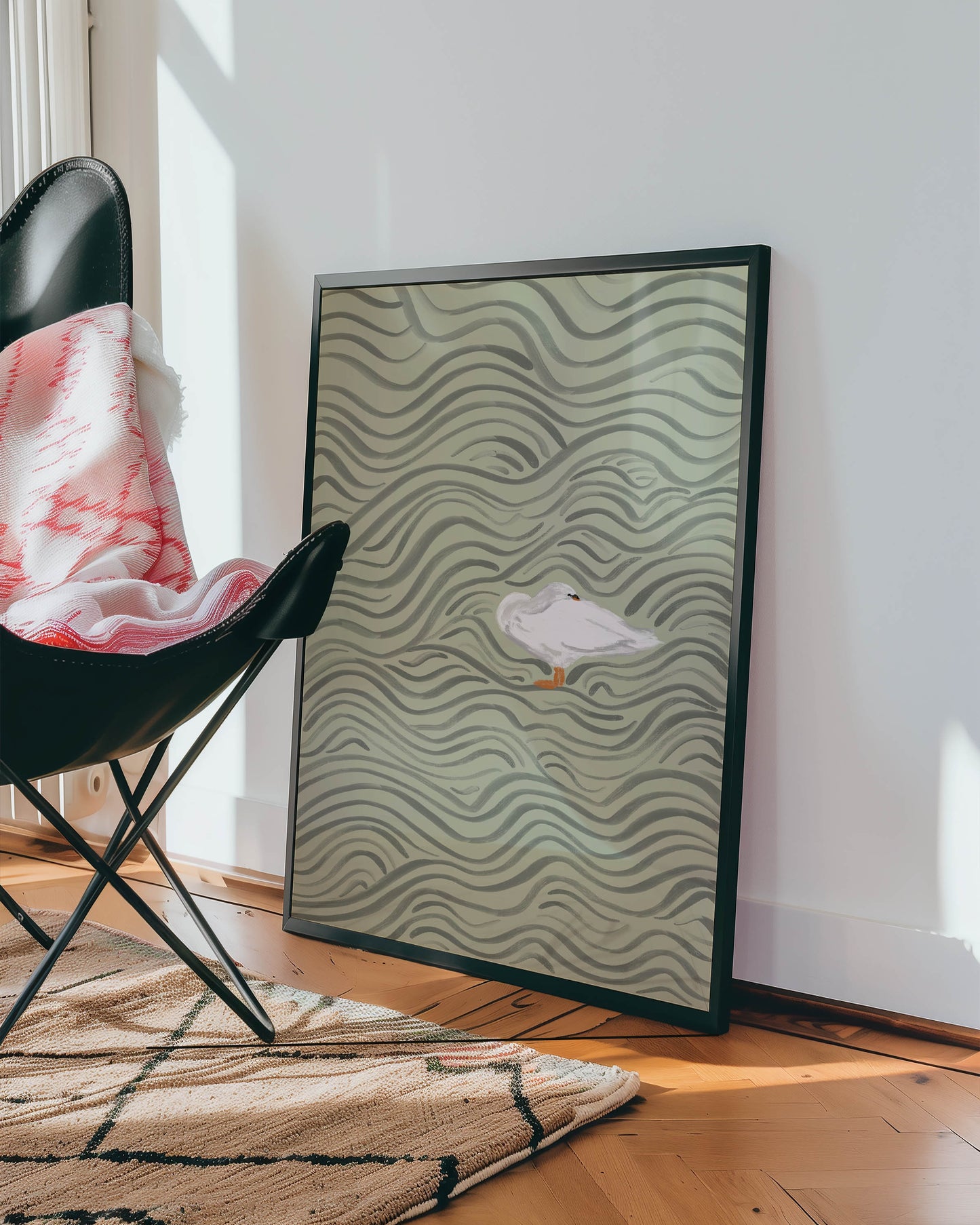 Wavy Swan Wall Art Print