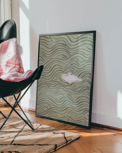 Wavy Swan Wall Art Print