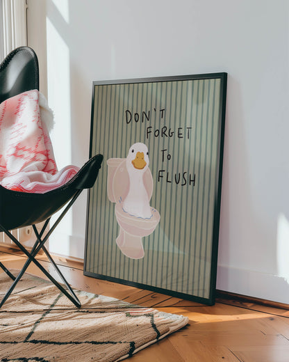 Duck Toilet Flush Bathroom Print