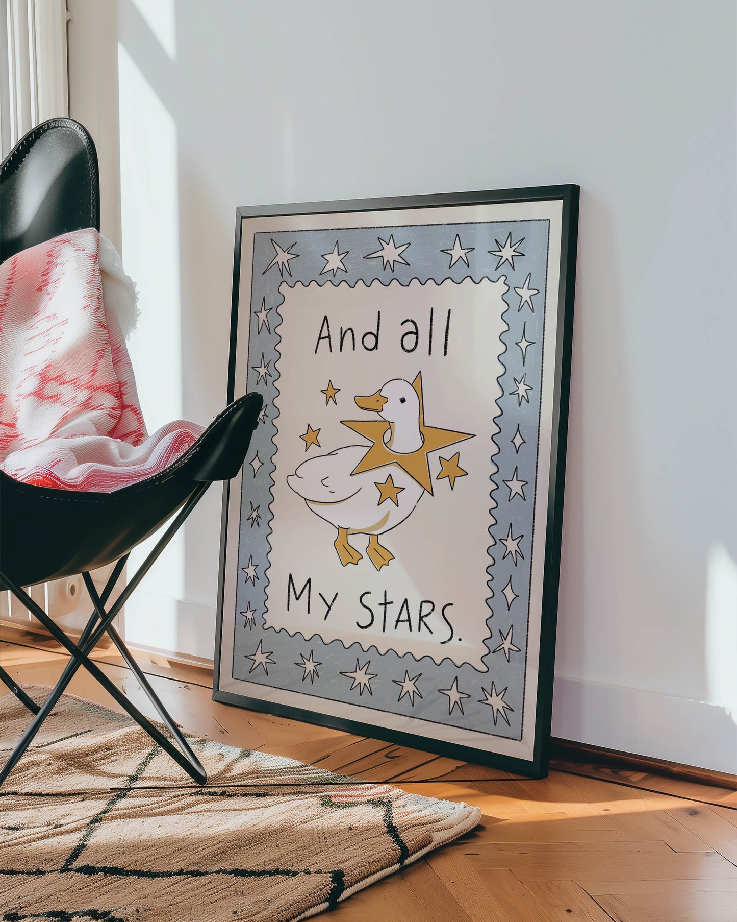 Whimsical Duck Stars Nursery Print