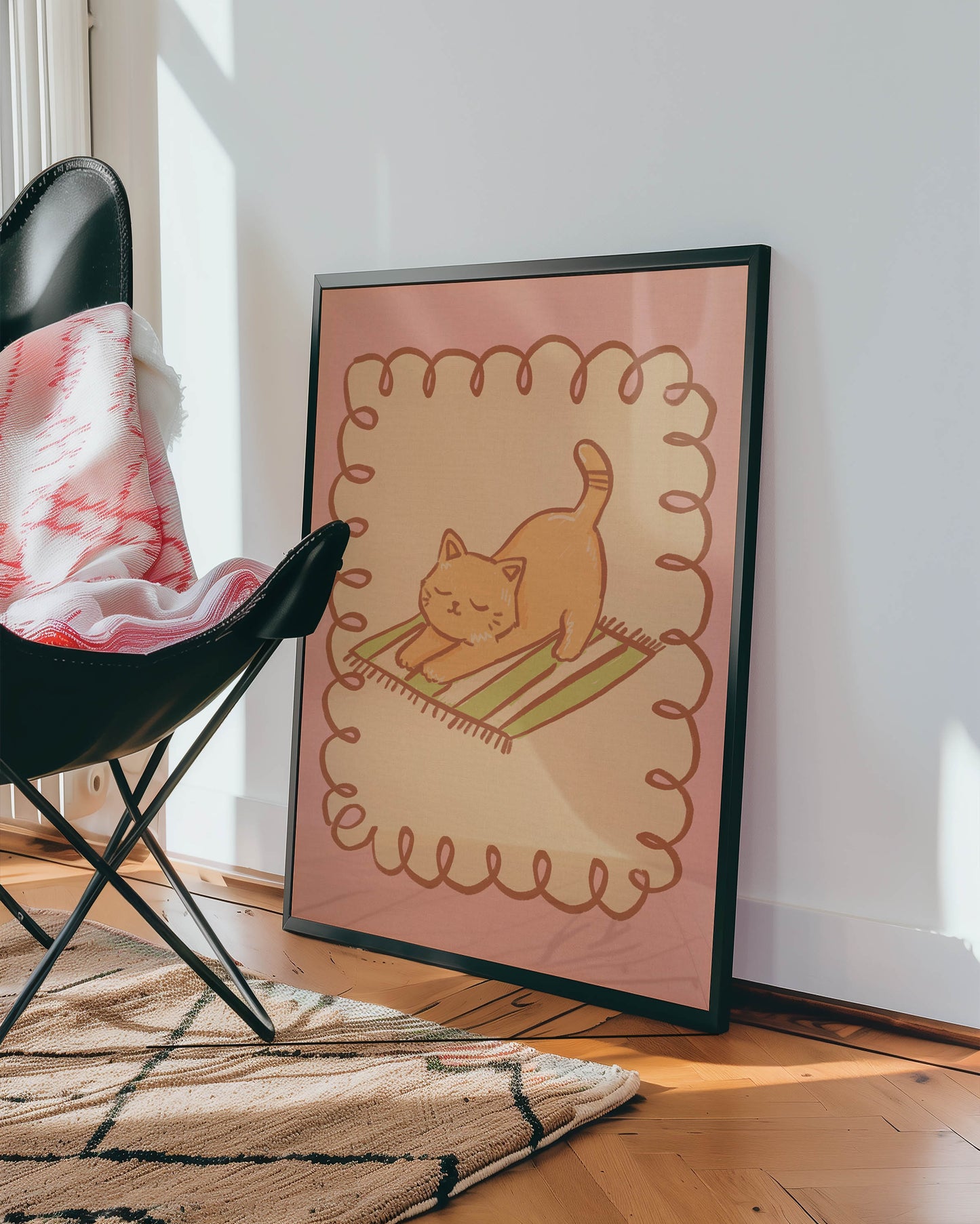 Stretching Orange Cat Nursery Print