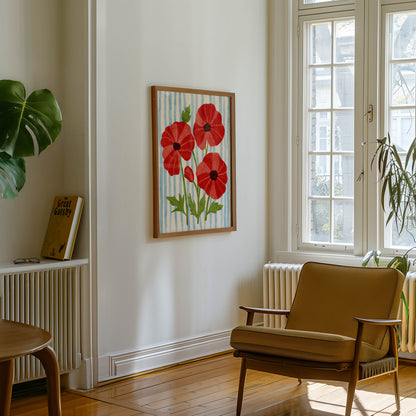 Red Poppy Floral Wall Art Print