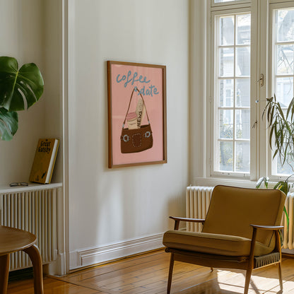 Coffee Date Pink Poster – Unframed Print
