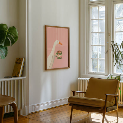 Goose With Coffee Mug Unframed Poster