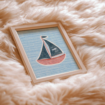 Vintage Sailboat Nursery Print
