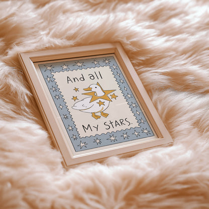 Whimsical Duck Stars Nursery Print