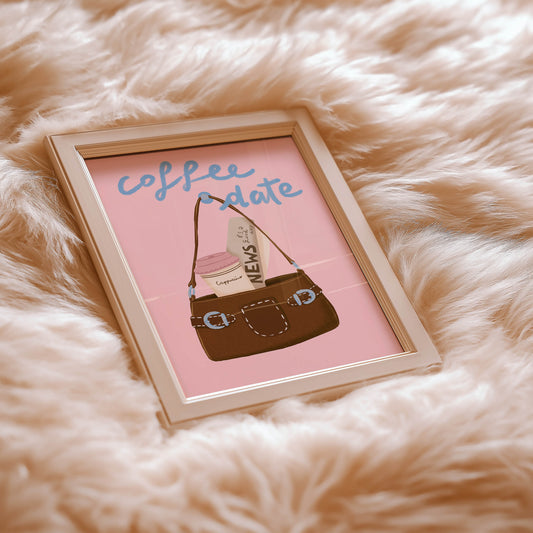 Coffee Date Pink Poster – Unframed Print